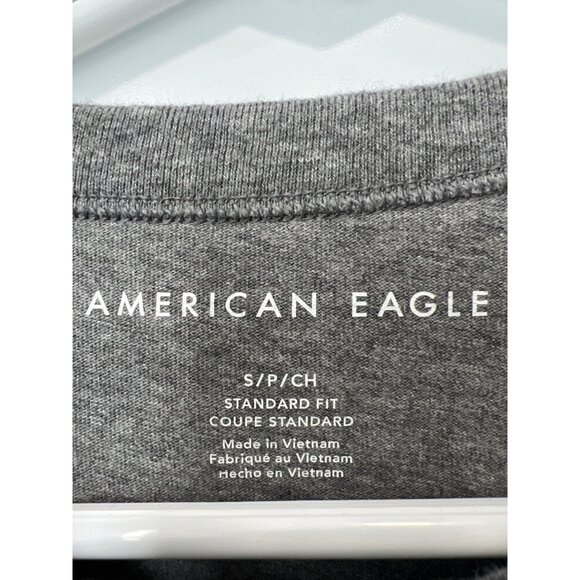 American Eagle Crewneck Long Sleeve T Shirt Mens Small Standard Fit Gray Active - Picture 5 of 11